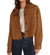 PRETTYGARDEN Women's Faux Suede Cropped Jacket Casual Lightweight Fall Fashion 2026 Winter Coats ...