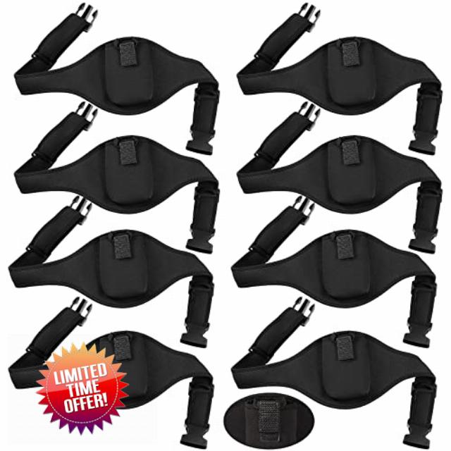 Jexine 8 Pack Mic Belt Wireless for Theatre Neoprene Microphone Holder with Anti Dropping Strap Sweat Absorbent Belt Waistband Bag for Fitness Instructor Vertical Speake