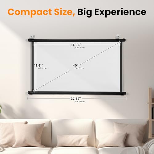 Upgrade Portable Pull Down & Roll Up Projector Screen for Car