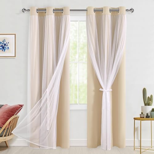 Thermal Insulated Mix & Match Double Layer Room Darkening Curtains for Bedroom
