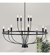 Widluth 18-Light Brushed Nickel Chandelier, 39.4" Large Candle Chandeliers Modern Mid Century Cla...