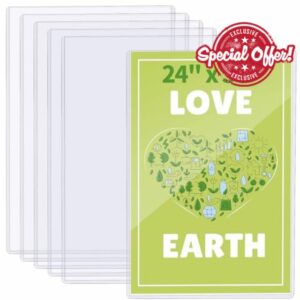 6 Pcs 24 x 36 Toploaders Rigid Print Protectors Clear Poster Protector Sleeve Sheet PVC for Document Holder Photo Protector (6