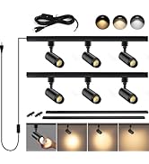 VANoopee 3 Color Plug in Track Lighting with Power Cord, 6-Light LED Track Lighting Kit with 6.6F...