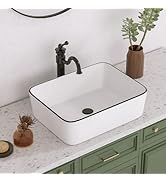 DeerValley Vessel Sink Rectangle 19"x15" Bathroom Sink, White Ceramic Rectangular Sink Above Coun...