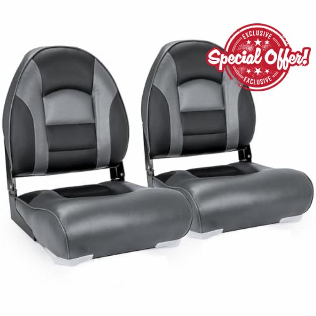 NORTHCAPTAIN Deluxe A Pair of Marine High Back Folding Boat Chair Fishing Boat Seat
