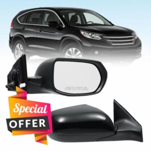Right Passenger Side Mirror Compatible With 2017 2018 2019 2020 2021 2022 Honda CRV With Power Glass Manual Folding Match Glossy Black Cover Replace#76201TLCA21(3Pins)