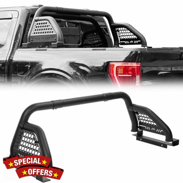 JOYTUTUS Roll Bar for Full-Size Truck Adjustable Chase Rack Pickup Sport Bar Compatible with F150