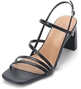 CosyFever Womens Strappy Heeled Sandals 3 Inches Chunky Block Heel Square Toe Buckle Dressy Shoes...