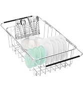 Fanbsy Dish Drying Rack in Sink, Extendable Stainless Steel Dish Drainers for Kitchen Counter, An...