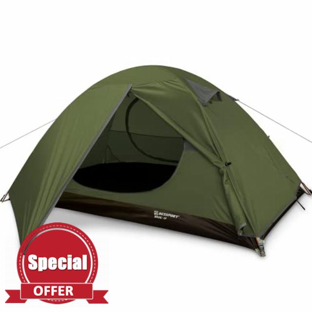 Bessport Camping Tent 1/2 Person Tent Waterproof Two Doors Backpacking Tent Easy Setup Lightweight for Outdoor