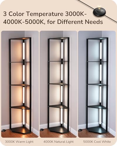 Modern Corner Floor Lamp with Shelves