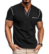 Aulemen Men's Henley Shirts Short Sleeve Casual Lightweight Slim Fit Basic Button T-Shirt with Po...