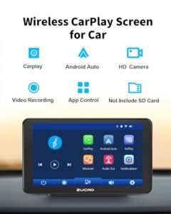 Portable Car Stereo Touch Screen for Apple CarPlay & Android Auto with Backup Camera