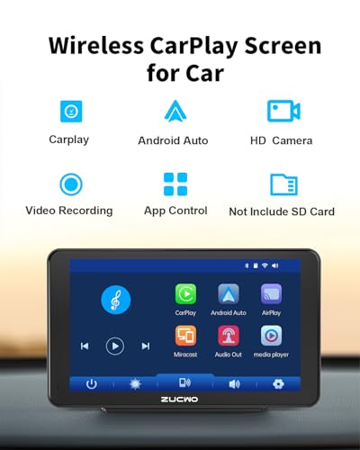 Portable Car Stereo Touch Screen for Apple CarPlay & Android Auto with Backup Camera