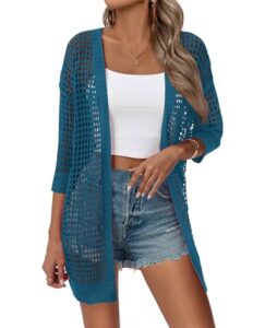 Zeagoo Women's 2026 Summer Crochet Lightweight Cardigan Short Sleeve Boho Kimono Oversized Open Front Sweater Tops