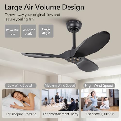 Ceiling Fan with Remote for Indoor Outdoor Farmhouse Bedroom Patio Kids Room