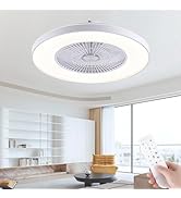 HUMHOLD Low Profile Ceiling Fan with RGB Lights, 20" Bladeless Ceiling Fans with Alexa/Google