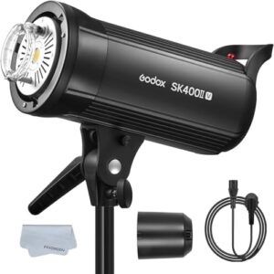 GODOX SK400II-V (New Upgrade) 400Ws Bowens Mount Photo Studio 2.4GHz GN65 Built-in LED Modeling Lamp 5600±200K Strobe Light Photography Lamp for Product/Wedding/Portrai