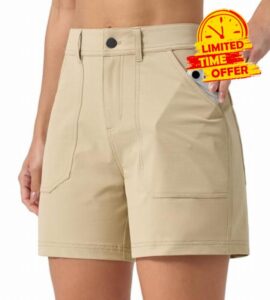 Willit Women's Hiking Shorts Qucik Dry Stretch Travel Golf Casual Shorts with Pockets Water Resistant 5"