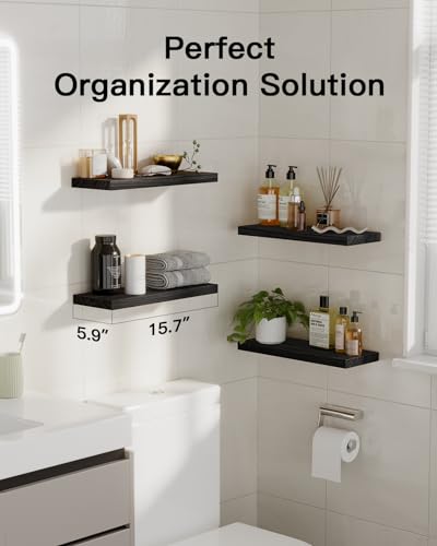Natural Wood Floating Shelf for Home Storage & Organization
