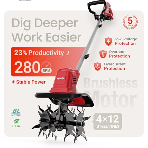 7" Depth Garden Tiller for Gardening/Soil Turning