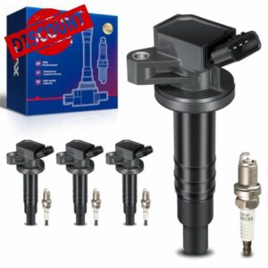 KAX 4-Pack Ignition Coils and Double Iridium Spark Plug Set for Toyota Corolla 1999-2004 2007-2008