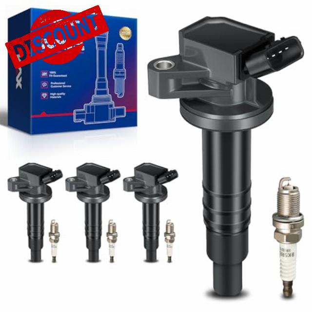 KAX 4-Pack Ignition Coils and Double Iridium Spark Plug Set for Toyota Corolla 1999-2004 2007-2008