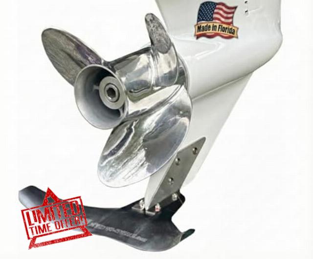 Hydro-Shield Hydrofoil Boat Stabilizer - Skeg-Mounted Shield for Motors with Marine Grade Mounting Bracket - Available in 4 Sizes - Improve Performance