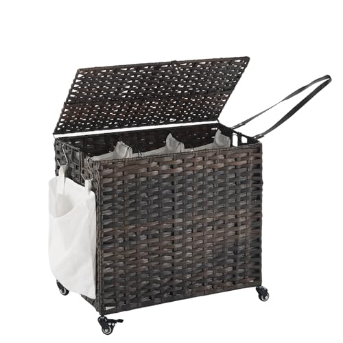 34.3 Gallon(130L) Rolling Laundry Basket with Lid