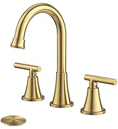 Bathroom Faucets for Sink 3 Hole, Hurran Brushed Nickel Bathroom Sink Faucet with Pop-up Drain an...