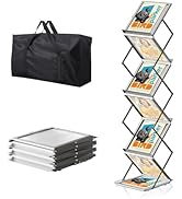 6 Pocket Literature Catalog Rack, Foldable Brochure Display Stand, Magazine Rack for Living Room,...