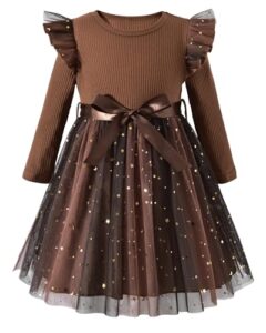 Toddler Girl Long Sleeve Tulle Dress 1-5 Years