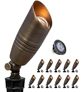 MALORY Solid Brass Outdoor Spot Lights,12V AC/DC Low Voltage LED Landscape Lighting,Waterproof Sp...