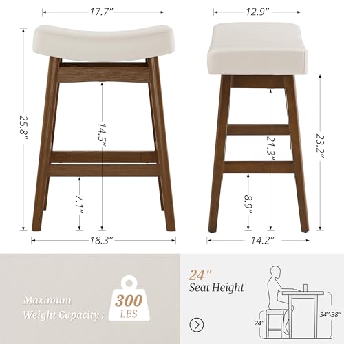 Saddle Seat Counter Height Bar Stools for Kitchen Counter