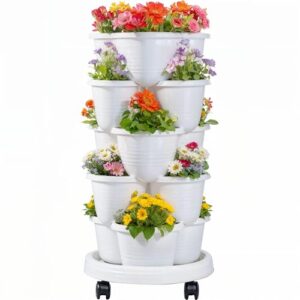 Self Watering Stackable Planters with Wheels for Strawberries
