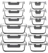 AILTEC 10 Pack Glass Meal Prep Containers, Glass Food Storage Containers with Lids Airtight, Glas...