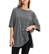 EXLURA Womens Summer Oversized T Shirts 2024 Casual Short Sleeve Loose Maternity Tops Crewneck Tu...
