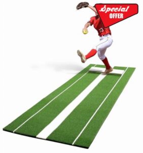 Softball Pitching Mat with Rubber 10x3 ft Softball Pitching Mound with Antifade Turf and Antislip Foam Backing Fastpitch Equipment for Softball and Baseball Pitchers Practice