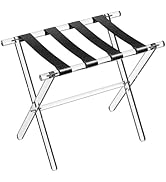 Sumerflos Acrylic Luggage Rack for Guest Room - Foldable Suitcase Stand with Leather Straps for B...