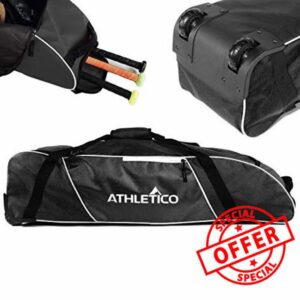Athletico Rolling Baseball Bag Black