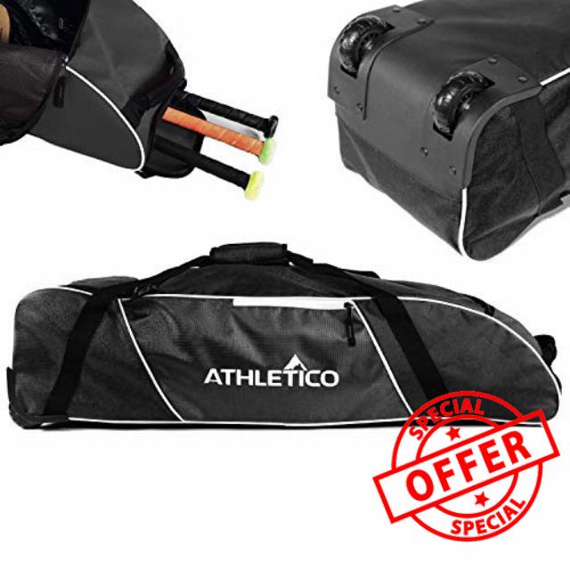 Athletico Rolling Baseball Bag Black