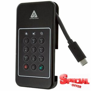Apricorn 500GB Aegis NVX – Ultra High Speed NVMe 10Gbps USB Type C Hardware-Encrypted Drive (ANVX-500GB)