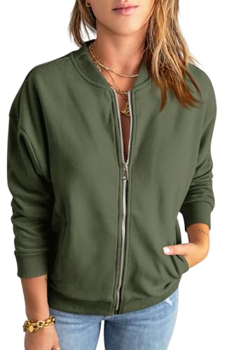 GeGekoko Womens Zip Up Sweatshirts Jackets Long Sleeve Casual Loose Outwear with Pockets