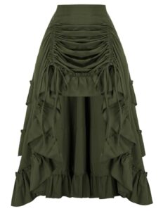 Scarlet Darkness Women's 2026 Summer Skirt Gothic Steampunk Skirt Renaissance High-Low Bustle Skirts
