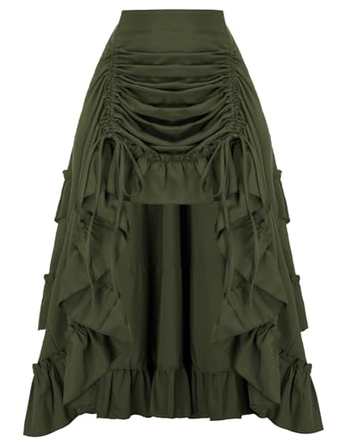 Scarlet Darkness Women's 2026 Summer Skirt Gothic Steampunk Skirt Renaissance High-Low Bustle Skirts