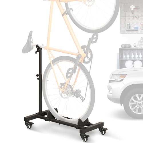 Freestanding Bike Rack Garage Storage Upright Bicycle Floor Stand Indoor Bike Holder with Adjustable Height for Garage & Apartment - for Wheels Sizes up to 29”
