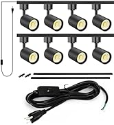 VANoopee with 10FT Plug Cord - 8-Light LED Track Lighting Kit with 6.6FT H Type Track Rails, Dimm...