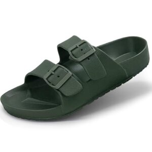 BEMGNAR Men’s Lightweight Comfort Slides Double Buckle Slip-on Adjustable EVA Orthopedic Flat Sandals
