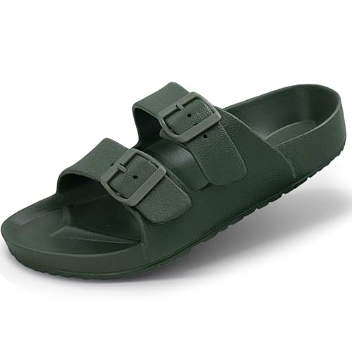 BEMGNAR Men’s Lightweight Comfort Slides Double Buckle Slip-on Adjustable EVA Orthopedic Flat Sandals