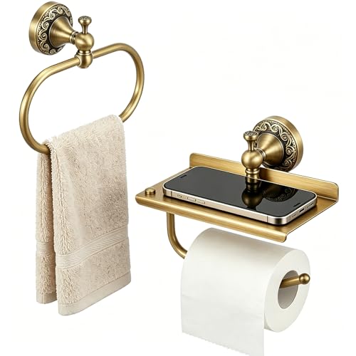 2 Piece Hand Towel Ring & Toilet Tissue Roll Holder Set